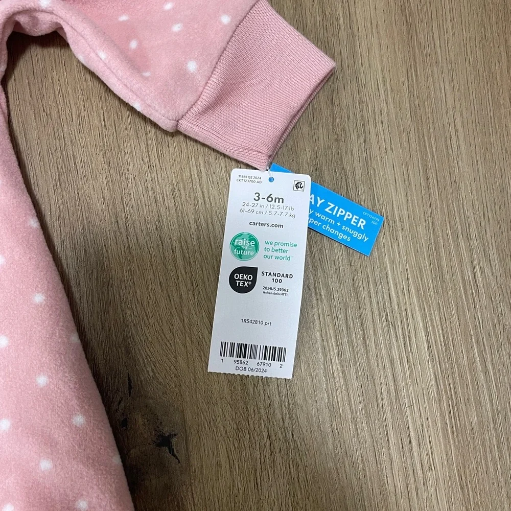 Carter's Pink and‎ White Sleep Sack Pajamas NWT 3-6m